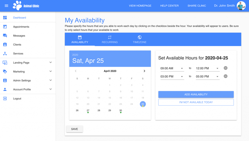screenshot of Virtual Care Platform